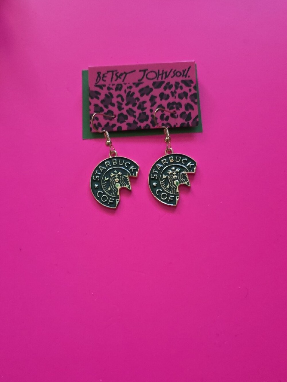 NWOT: Betsey Johnson x Starbucks Earrings & Starbucks Bear Bagcharm Set - Picture 3 of 7